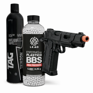 Kit Sidearm 1911 - Pistola Airsoft 1911 GBB Red Wings + Green Gas Taikoon NTK + 5000 BBs 0.25g 1
